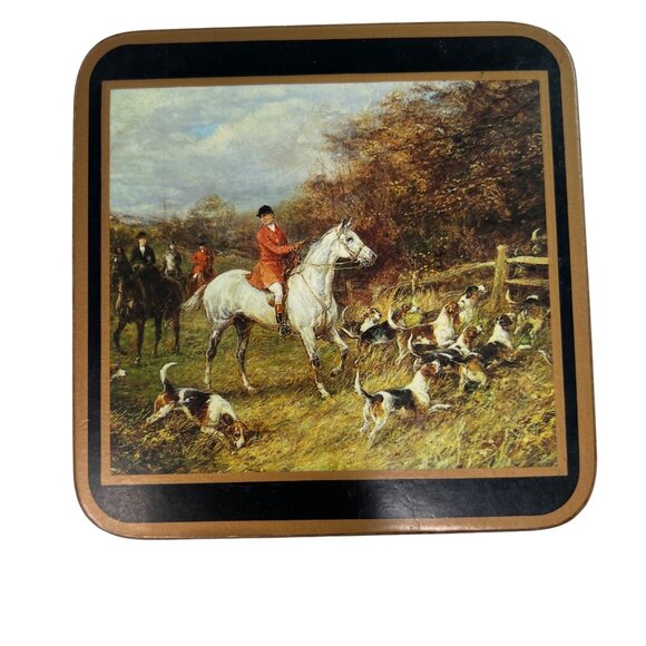 Vintage Pimpernel Equestrian Hunt Scene Tally Ho Coasters Set Of 5 Cork Backing - Picture 4 of 8